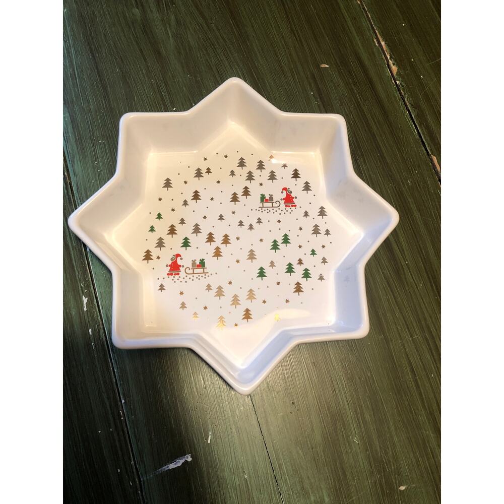 Waechtersbach Germany EUC Star Shaped Santa Pattern Christmas Dish